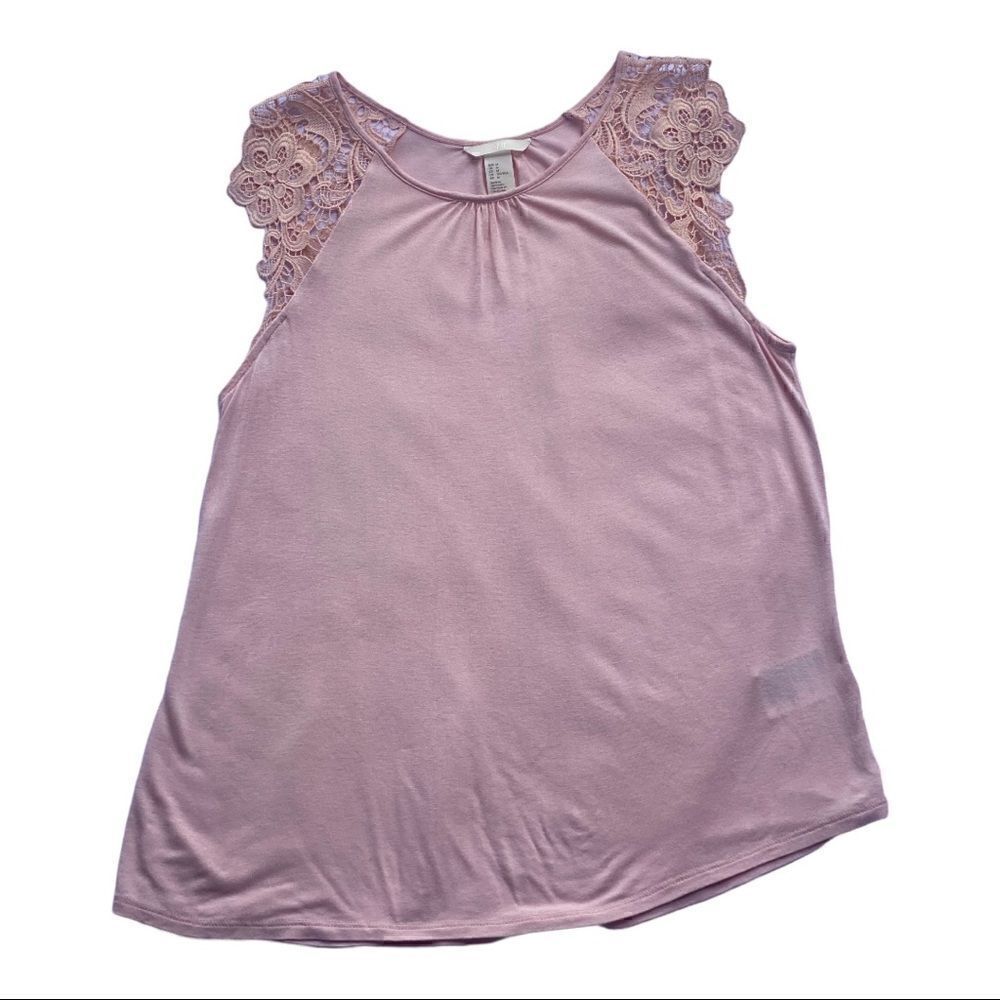 H&M Light Pink Short Sleeve Round Neck Tee